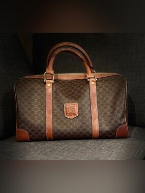 Celine Brown & Tan Monogram Canvas Duffel Bag